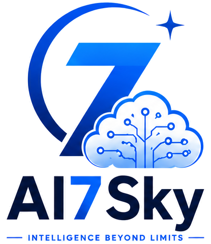 AI7Sky 3B crescent, star, seven and cloud-brain logo